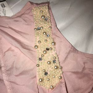 Pink silk tank with beaded detail